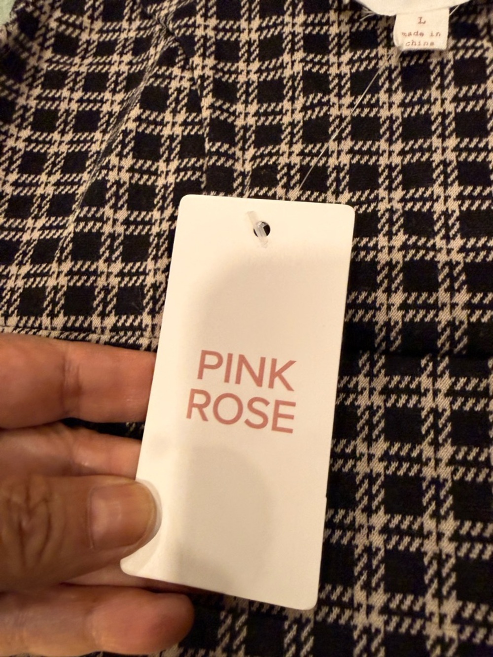 Pink Rose Black Plaid Crop Top Tank Size L Square Neck Dark Academia Grunge NWT - Picture 5 of 11
